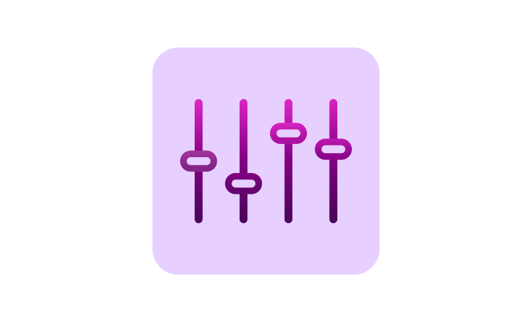 4 soundboard sliders at different levels.