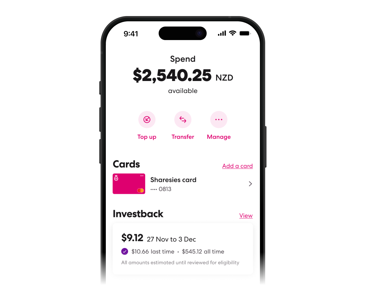 Mock up of investback earnings 