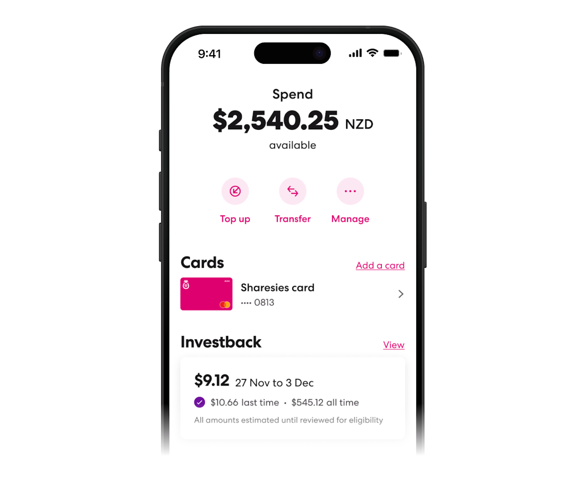 Mock up of investback earnings